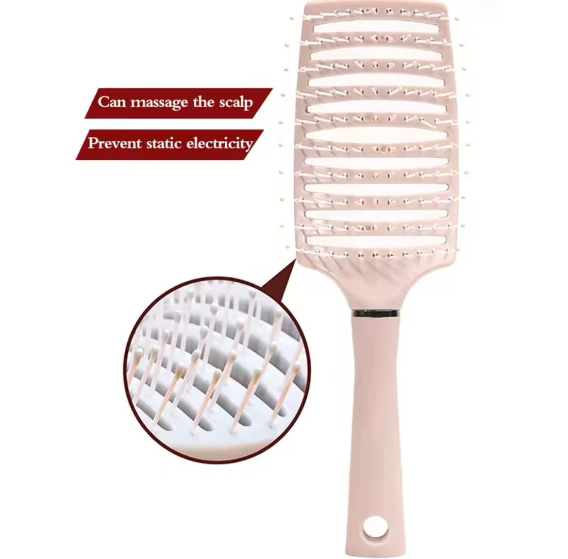 Fluffy Hair Brush, Anti-Hair Loss, Air Cushion Comb, Massage Brush for All Hair Types, Long Optical, Natural Curly Fine Hair